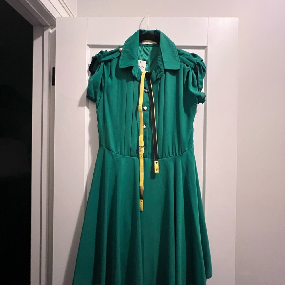 Green Casual Day Dress belt included